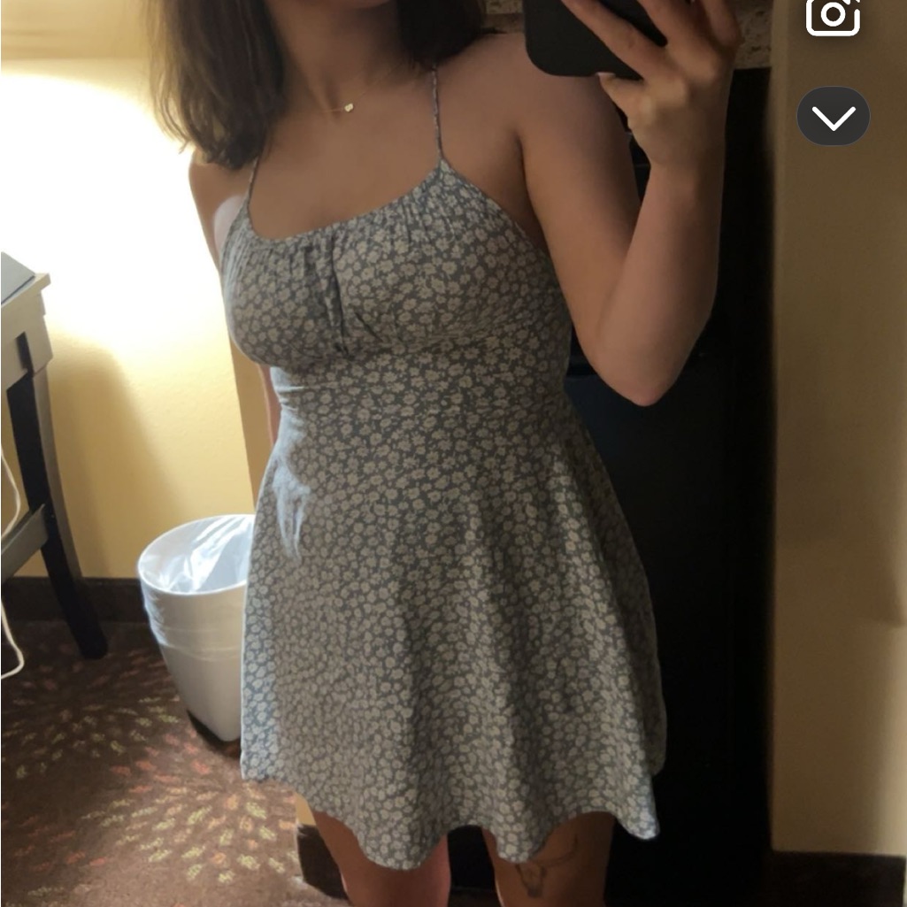 Floral Blue Halter Dress